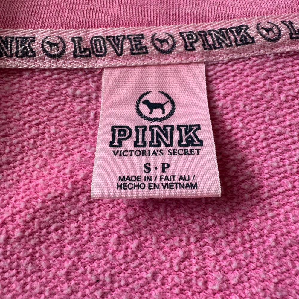 Victoria's Secret Hot Pink Quarter Zip Dog Logo Sweatshirt Size Small - Picture 7 of 8